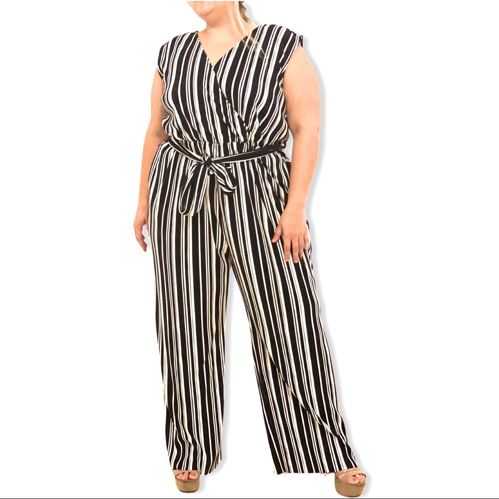 Black an White Striped Alfani Jumpsuit